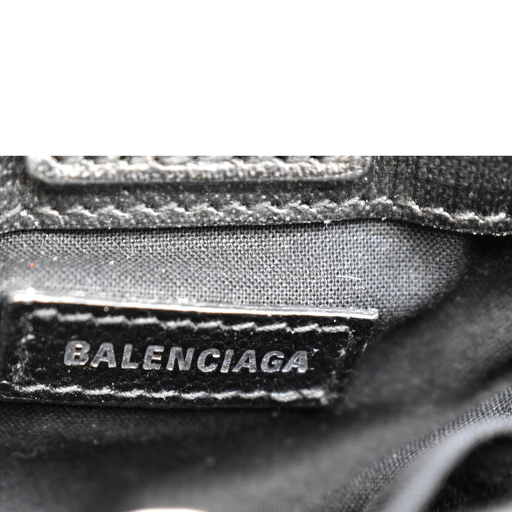 balenciaga Leather Phone Holder Shopping Crossbody Bag Black