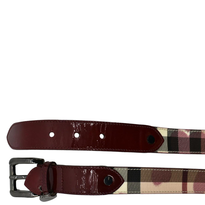 Burberry Nova Check Heart Belt Red Multicolor Size 32/80