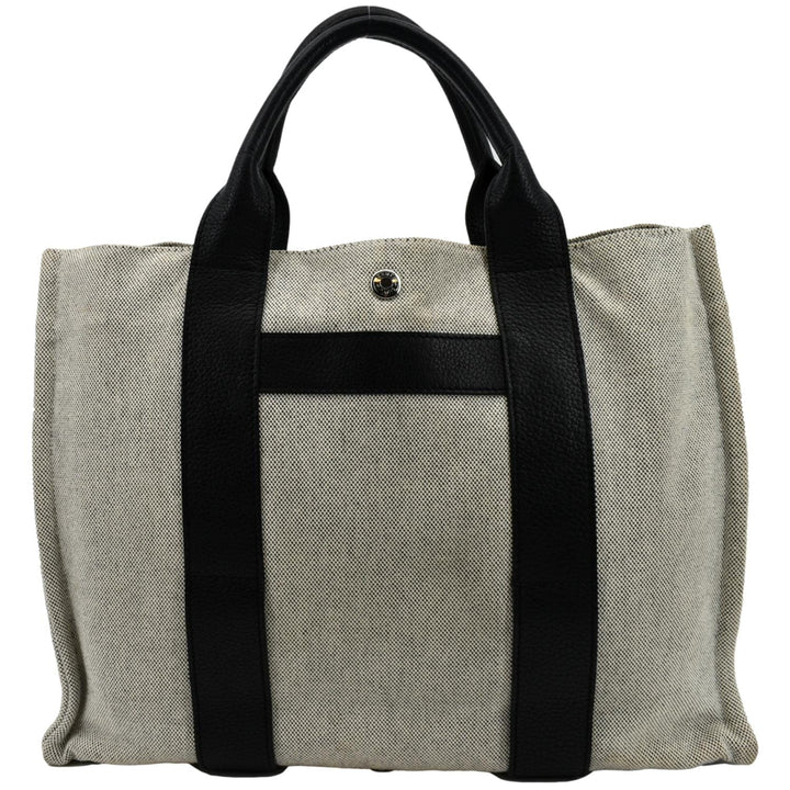 Top quality Hermes Garden Party Toile Leather Tote Bag Black/Beige
