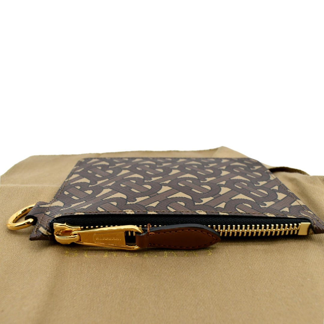 Burberry Monogram Coated Canvas Zip Coin Purse Bridle Brown
