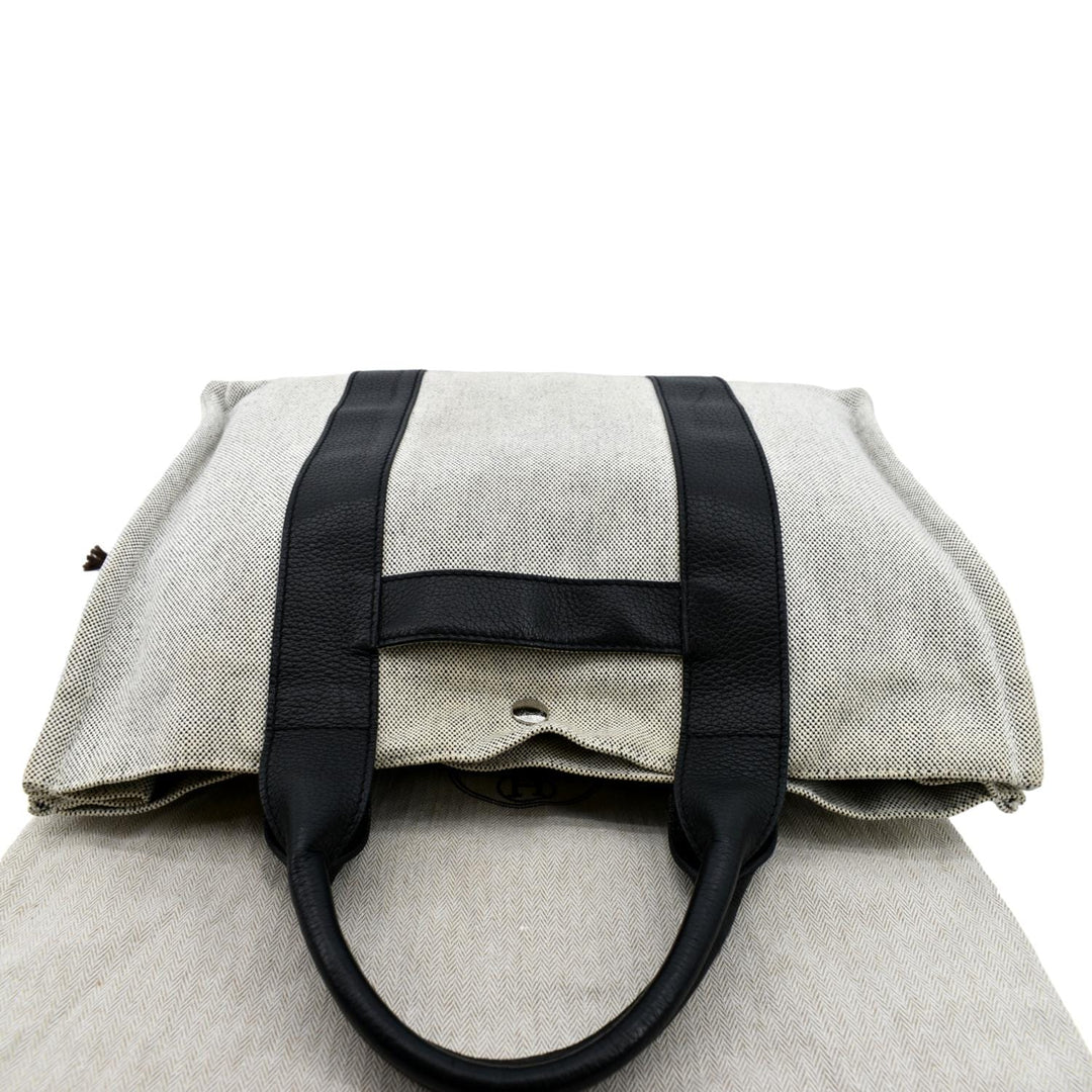 Top quality Hermes Garden Party Toile Leather Tote Bag Black/Beige