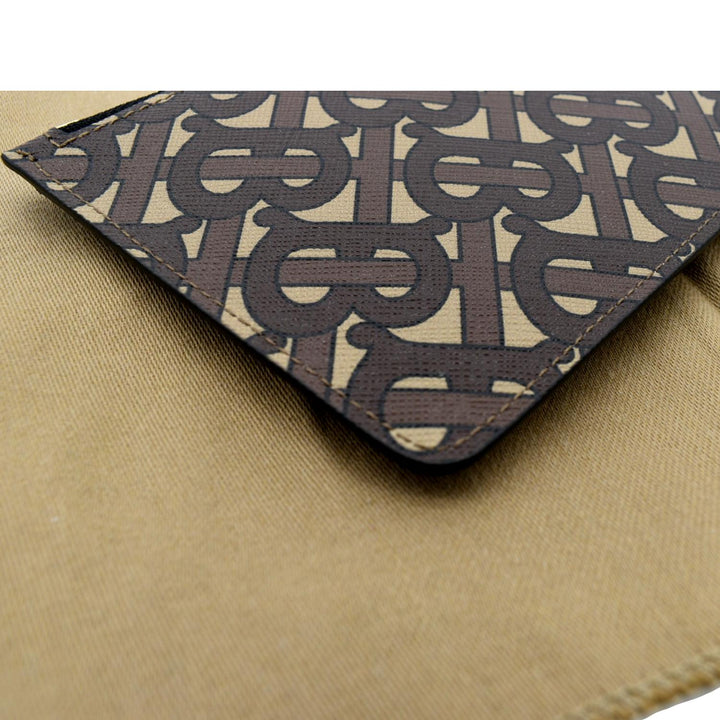 Burberry Monogram Coated Canvas Zip Coin Purse Bridle Brown