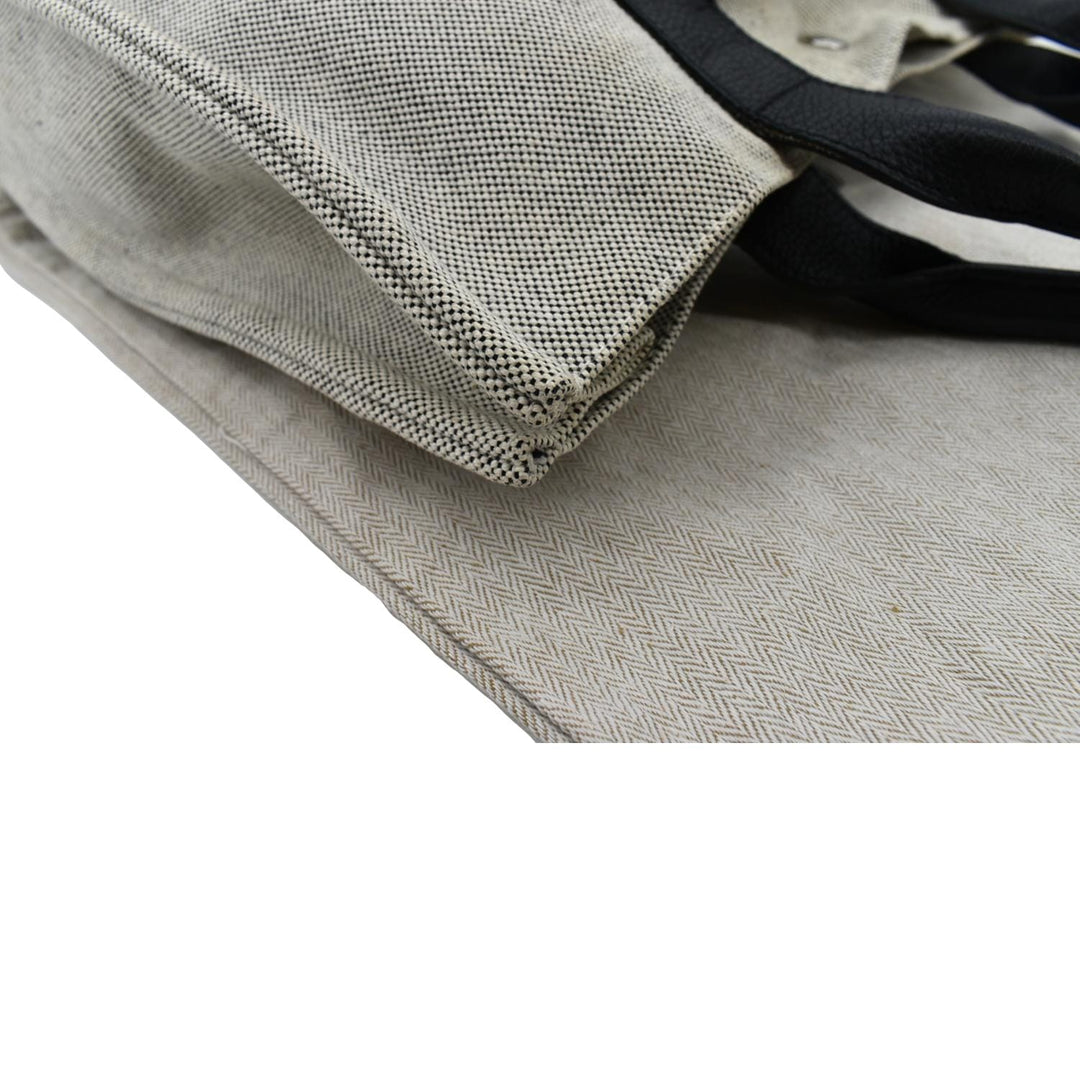 Top quality Hermes Garden Party Toile Leather Tote Bag Black/Beige