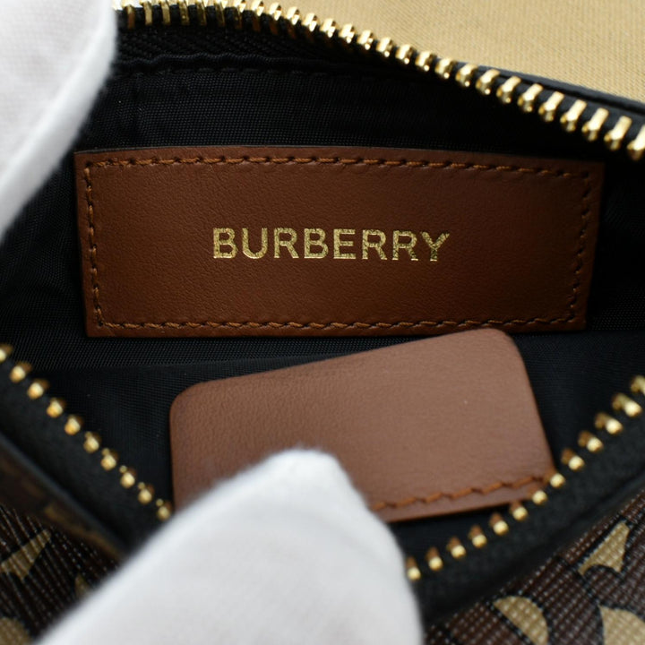 Burberry Monogram Coated Canvas Zip Coin Purse Bridle Brown