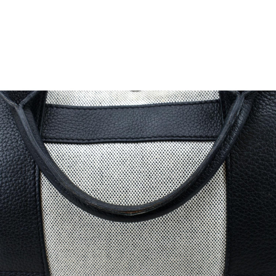Top quality Hermes Garden Party Toile Leather Tote Bag Black/Beige