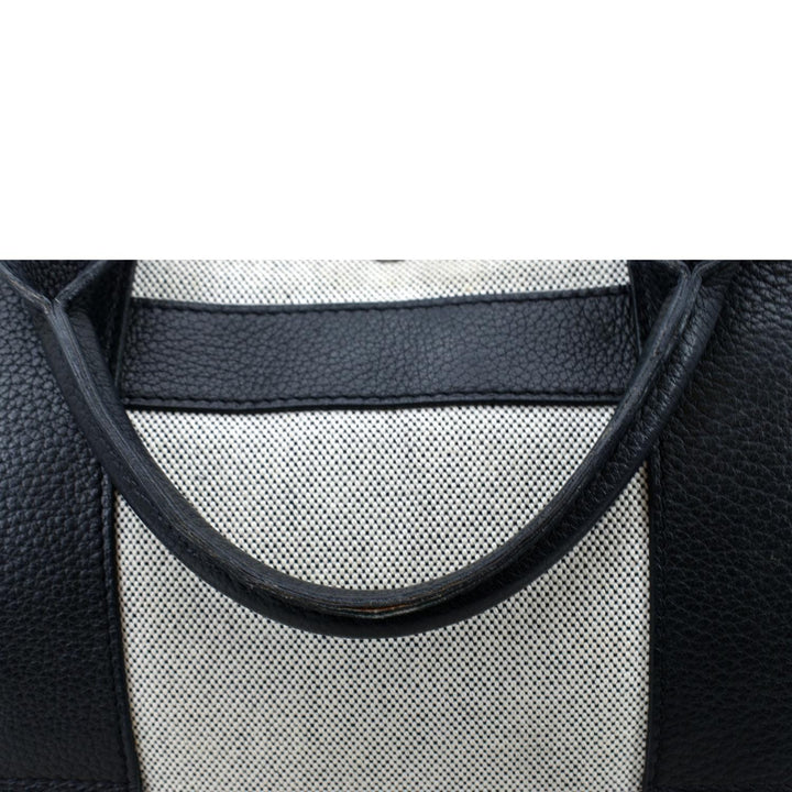 Top quality Hermes Garden Party Toile Leather Tote Bag Black/Beige