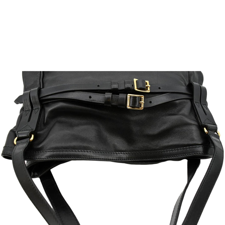 BURBERRY Bridle Lynher Calfskin Leather Tote Shoulder Bag Black