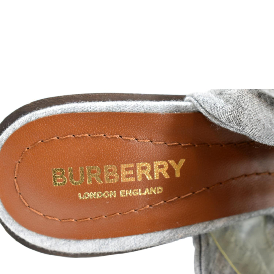 Burberry Pewter Melange Leather Fabric Heel Size 36.5
