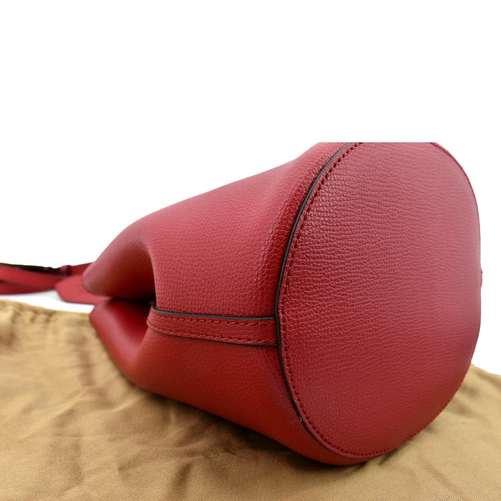 BURBERRY Reversible Haymarket Check Leather Bucket Crossbody Bag Red