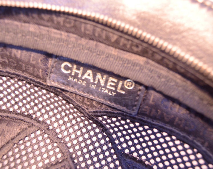 Top Quality Chanel Black Woven Linen and Leather CC Logo Cut Out Tote Bag