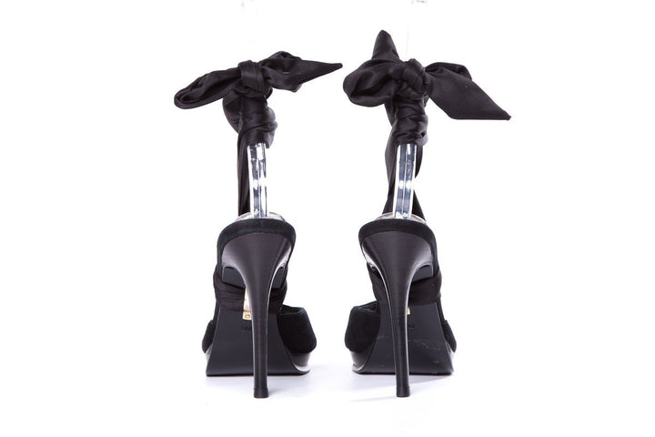 DVF Black Satin Wrap Around Sandals SZ 7 Sale