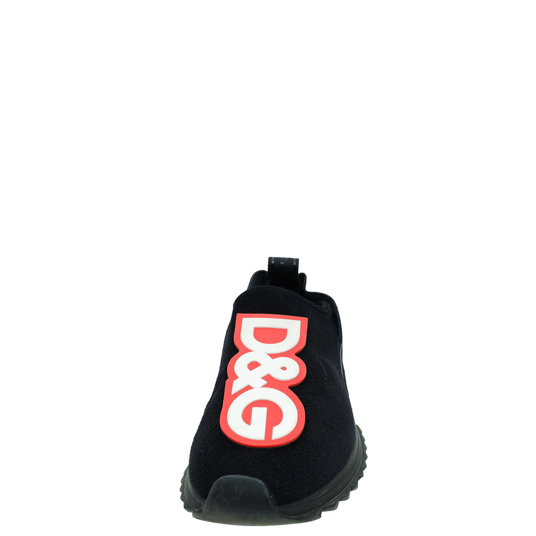 Dolce & Gabbana Tricolor "D&G" Patch Stretch Slip On Sneakers 36