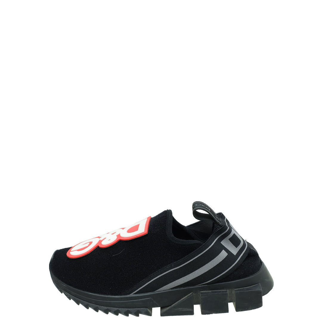 Dolce & Gabbana Tricolor "D&G" Patch Stretch Slip On Sneakers 36