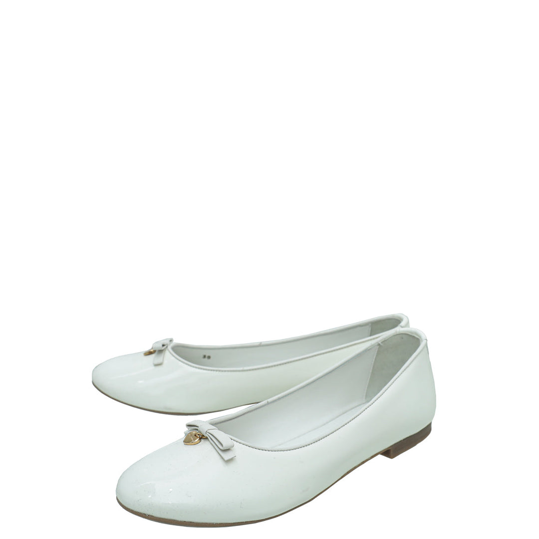Dolce & Gabbana White Bow Heart Ballerina 38