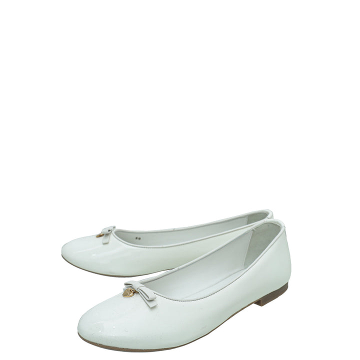 Dolce & Gabbana White Bow Heart Ballerina 38