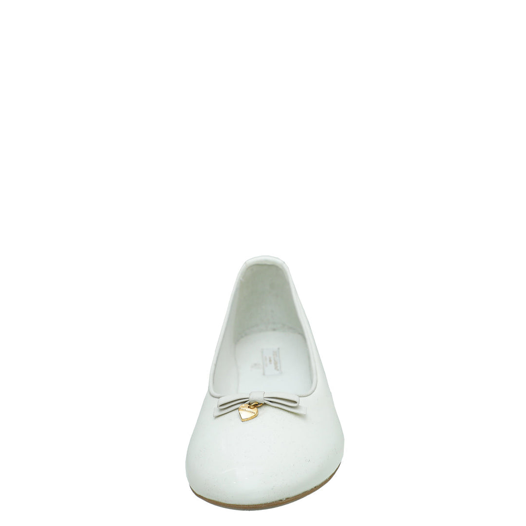 Dolce & Gabbana White Bow Heart Ballerina 38