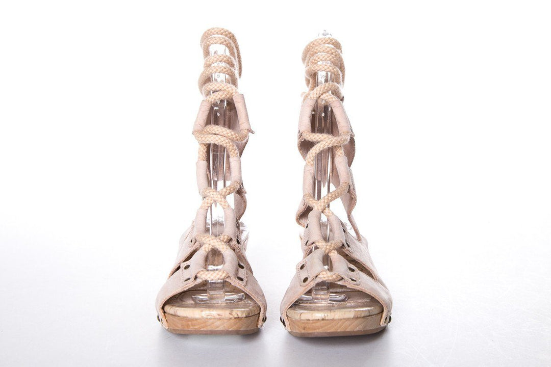 Derek Lam Nude Pebbled Leather Sandals SZ 37