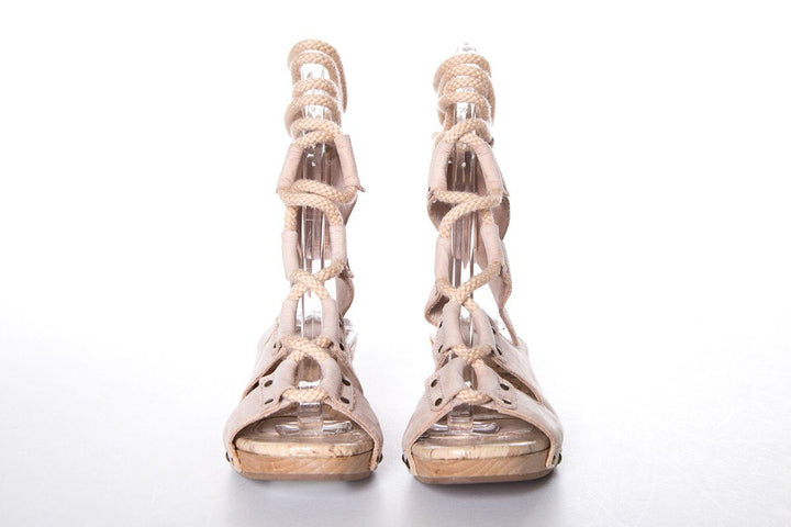 Derek Lam Nude Pebbled Leather Sandals SZ 37