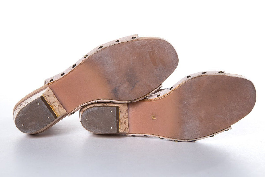 Derek Lam Nude Pebbled Leather Sandals SZ 37
