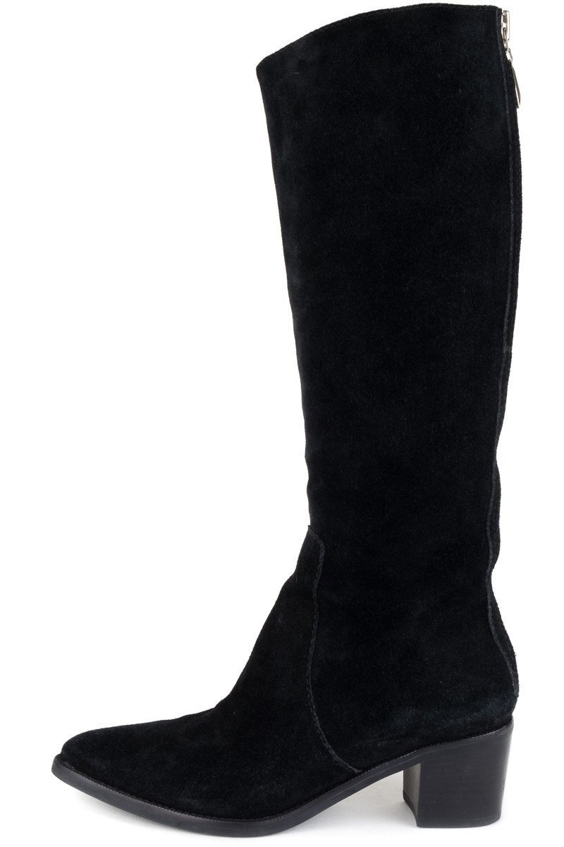 Diane Von Furstenburg Black Suede Knee High Boots 8