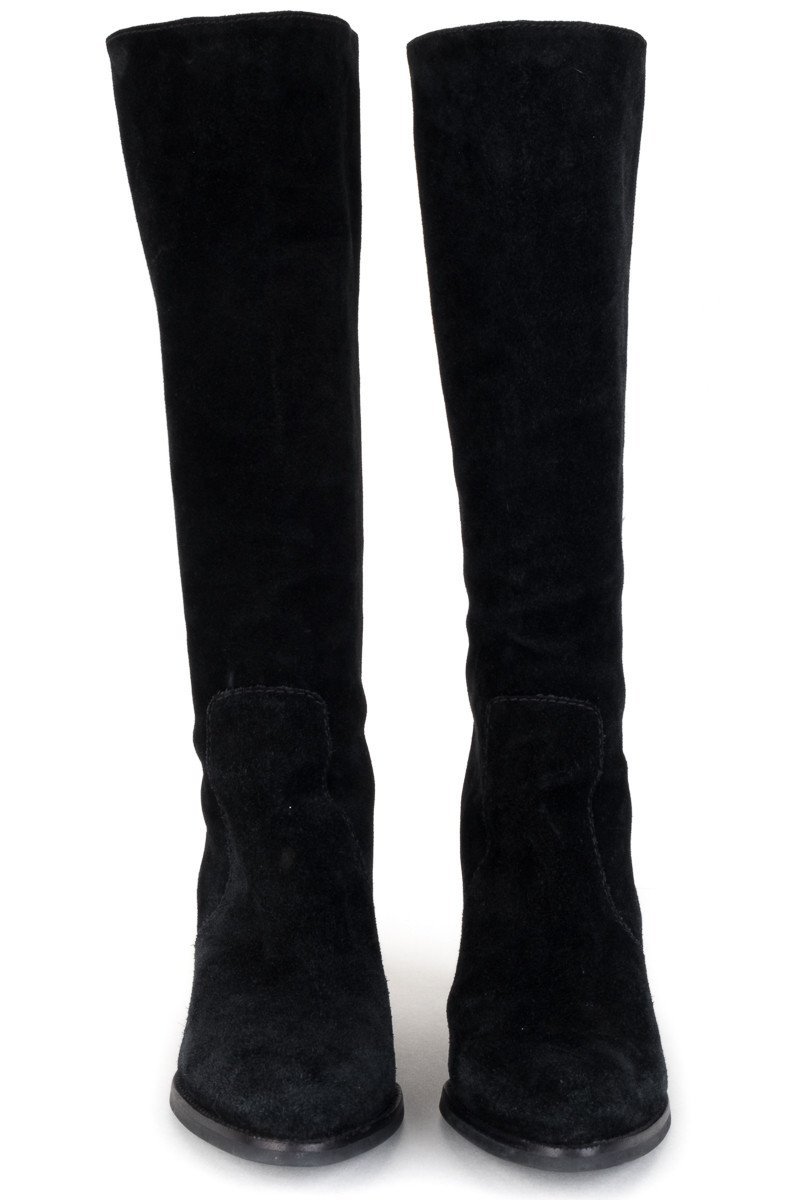 Diane Von Furstenburg Black Suede Knee High Boots 8