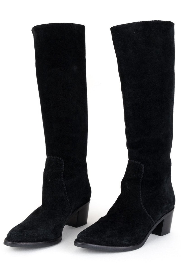 Diane Von Furstenburg Black Suede Knee High Boots 8