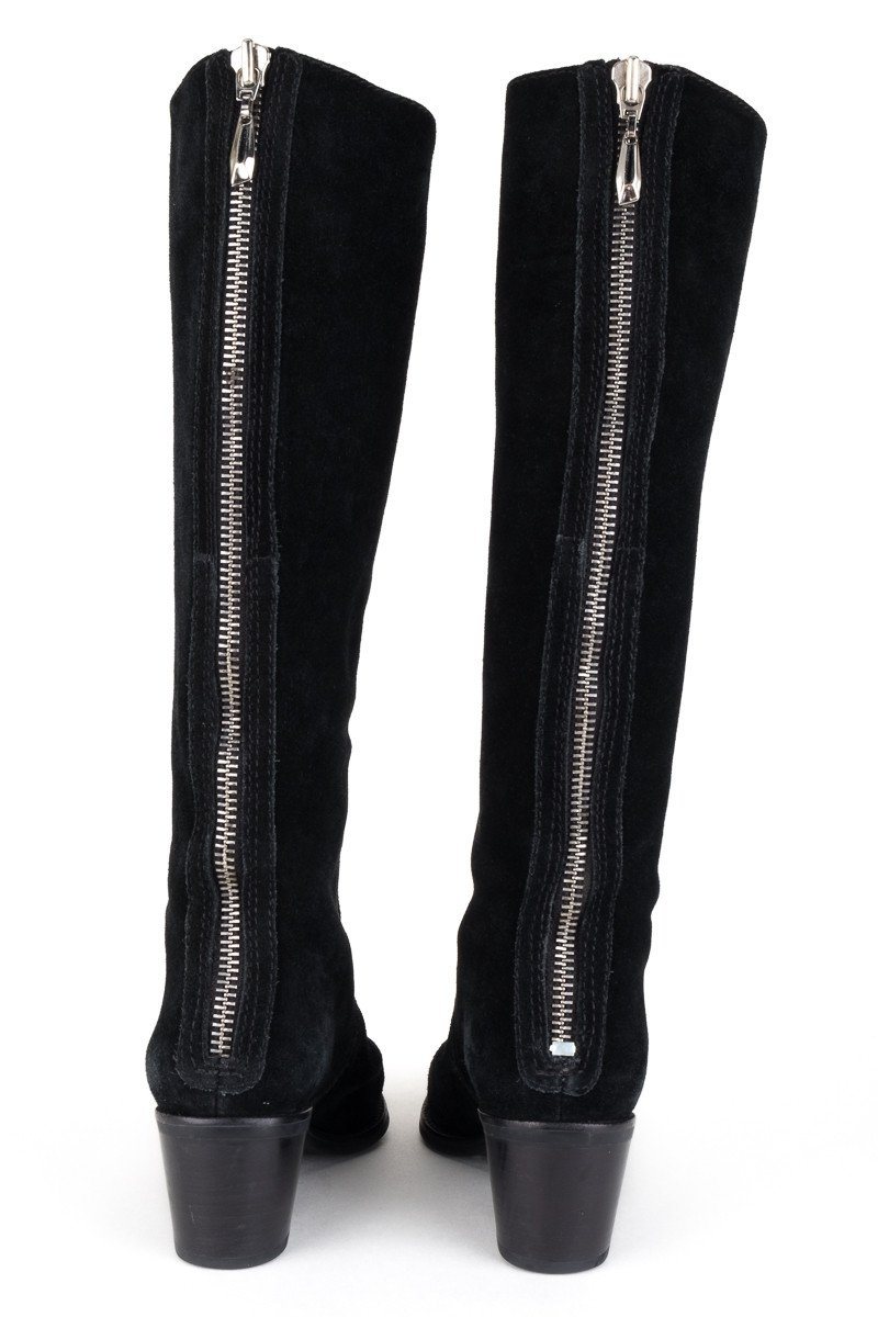 Diane Von Furstenburg Black Suede Knee High Boots 8