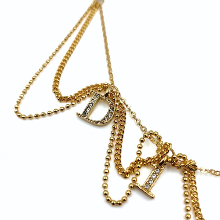 Top quality Dior women's necklace in golden metal and rhinestones