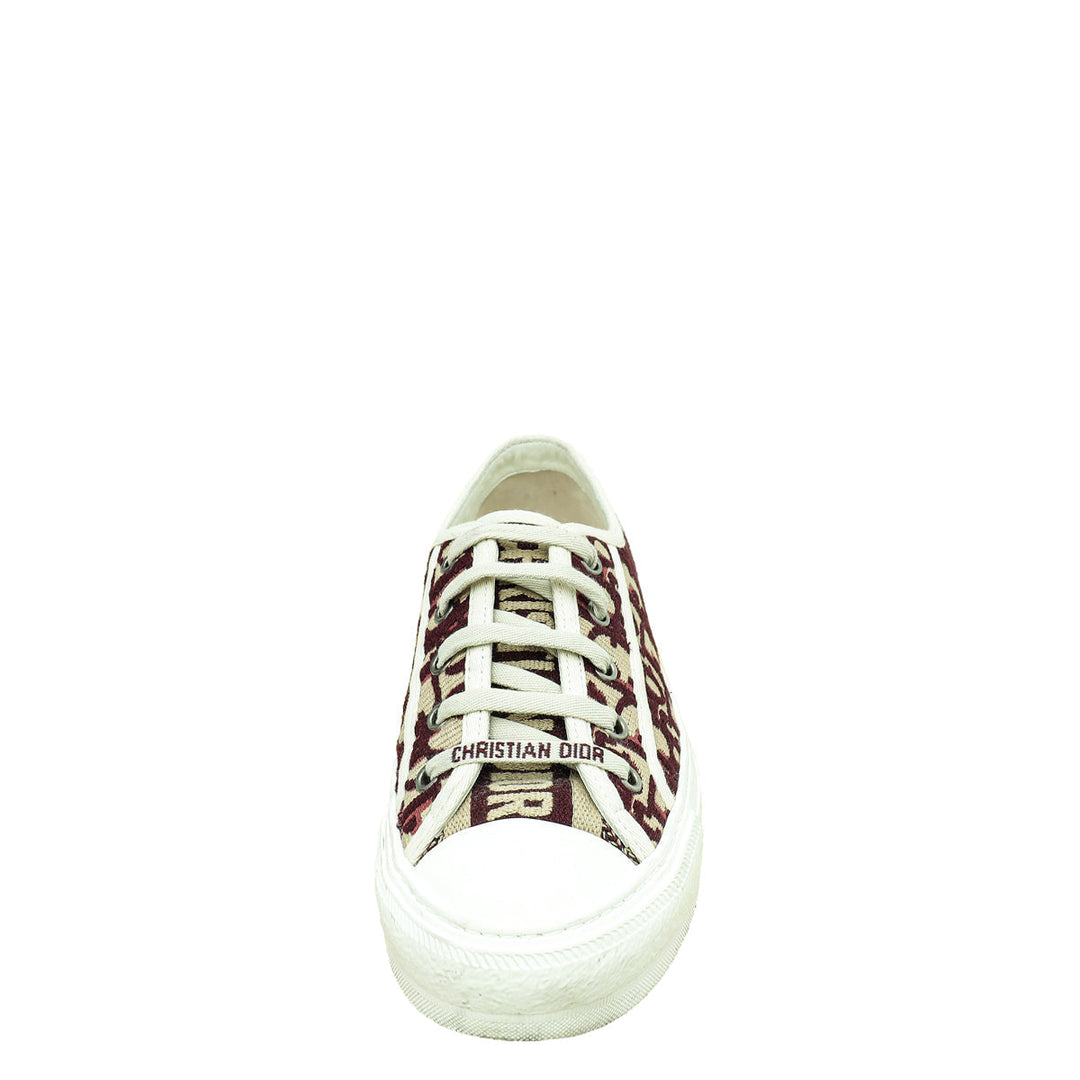 Christian Dior Burgundy Oblique Walk'N'Dior Low Top Sneakers 35.5