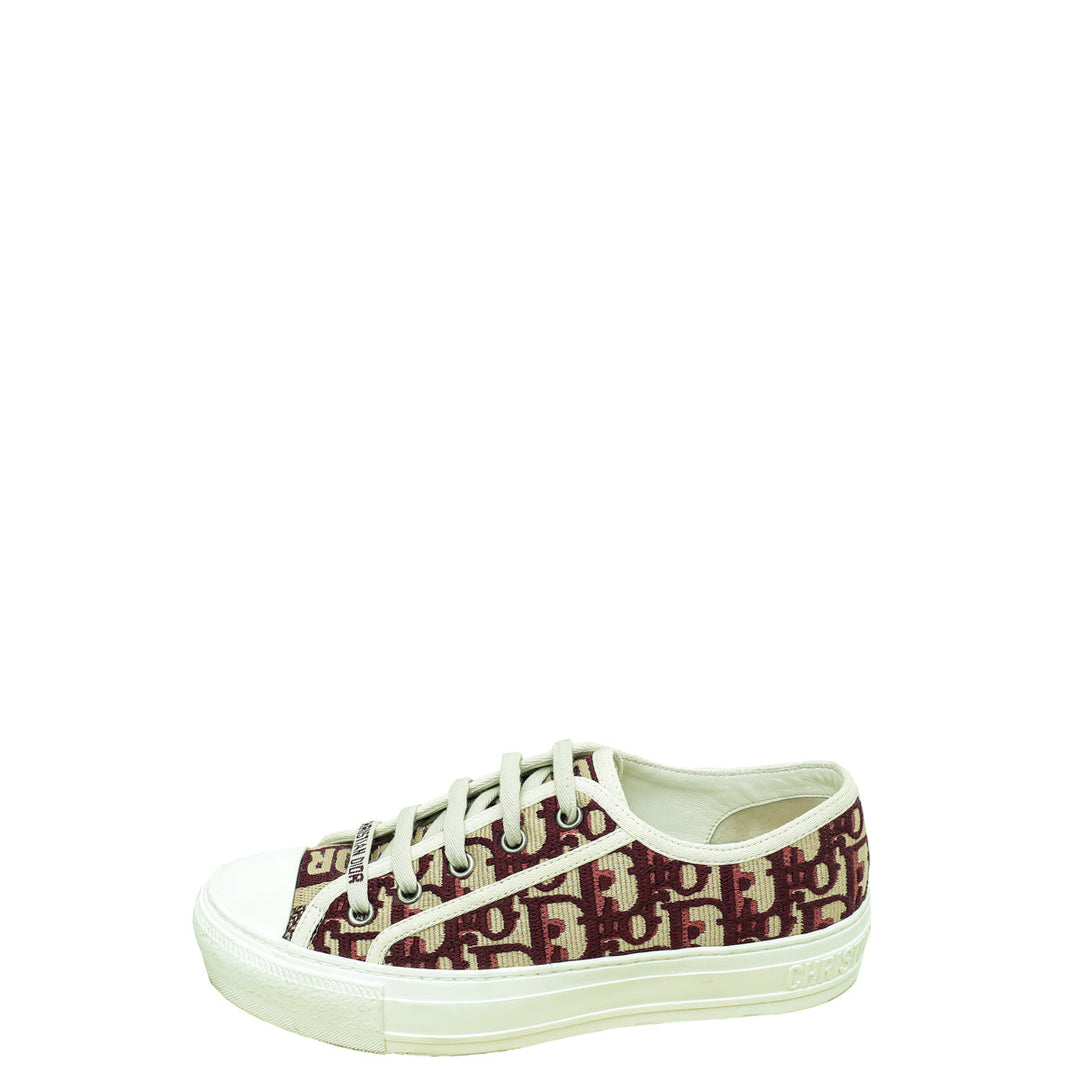 Christian Dior Burgundy Oblique Walk'N'Dior Low Top Sneakers 35.5