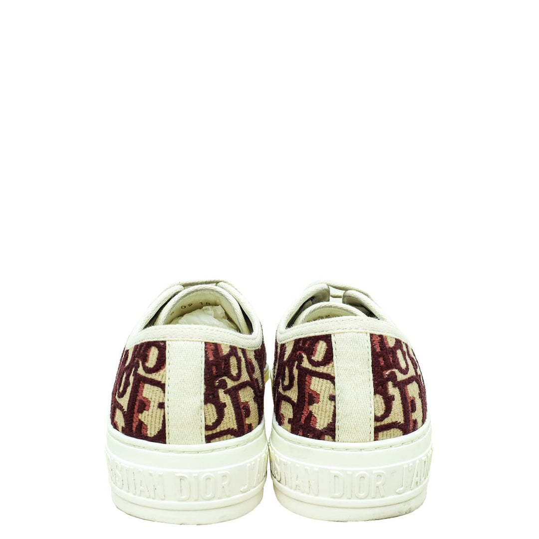 Christian Dior Burgundy Oblique Walk'N'Dior Low Top Sneakers 35.5