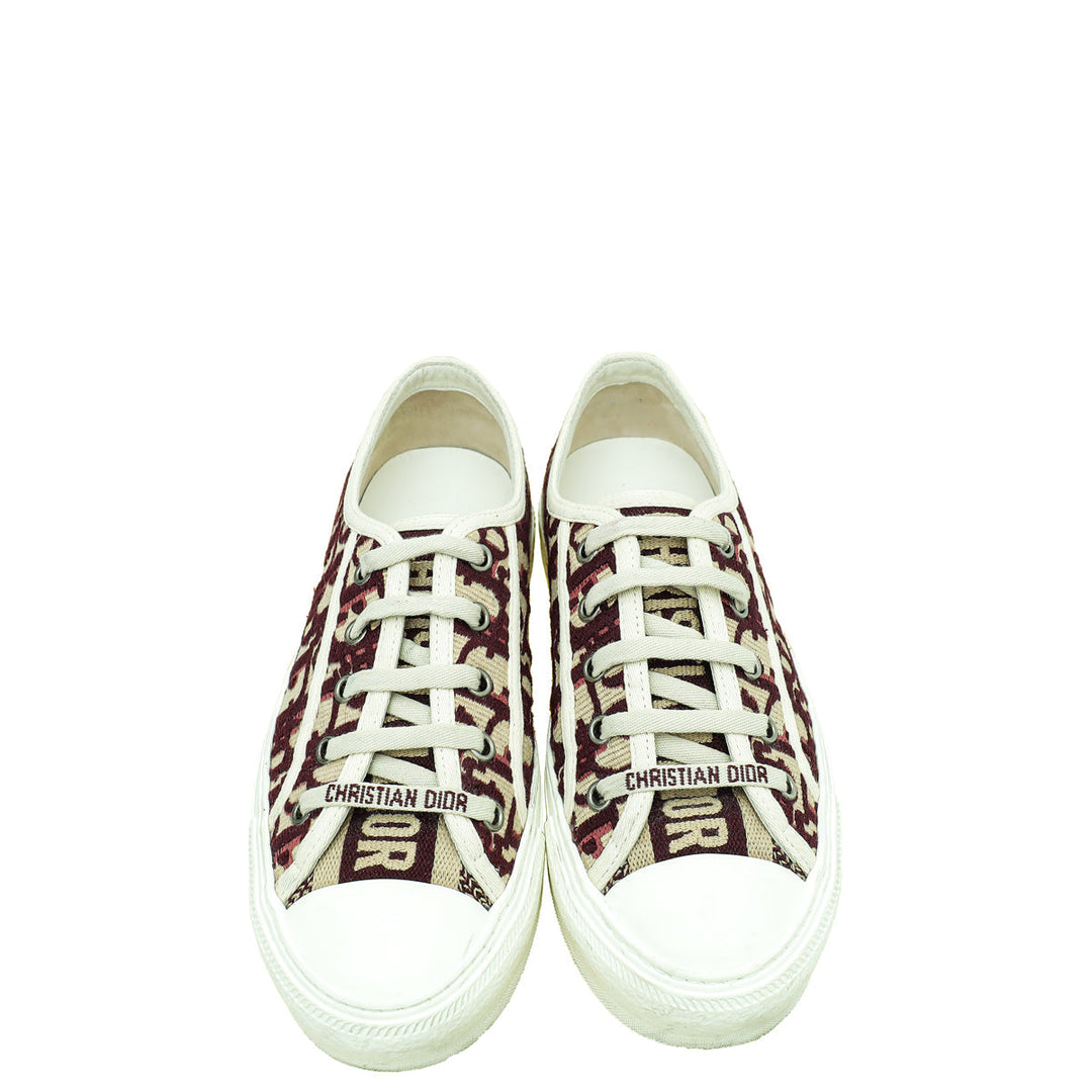 Christian Dior Burgundy Oblique Walk'N'Dior Low Top Sneakers 35.5