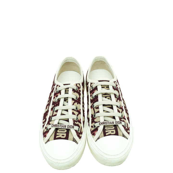 Christian Dior Burgundy Oblique Walk'N'Dior Low Top Sneakers 35.5