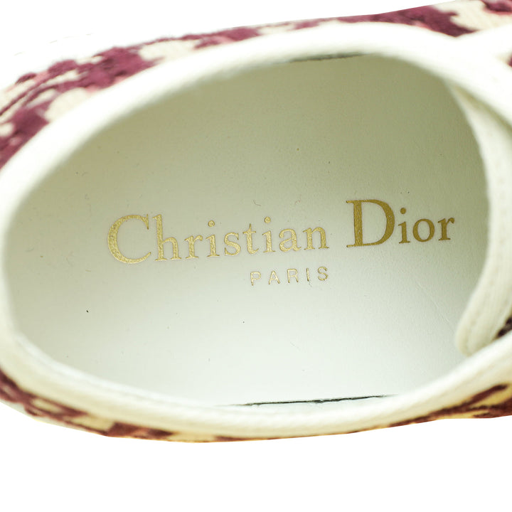 Christian Dior Burgundy Oblique Walk'N'Dior Low Top Sneakers 35.5