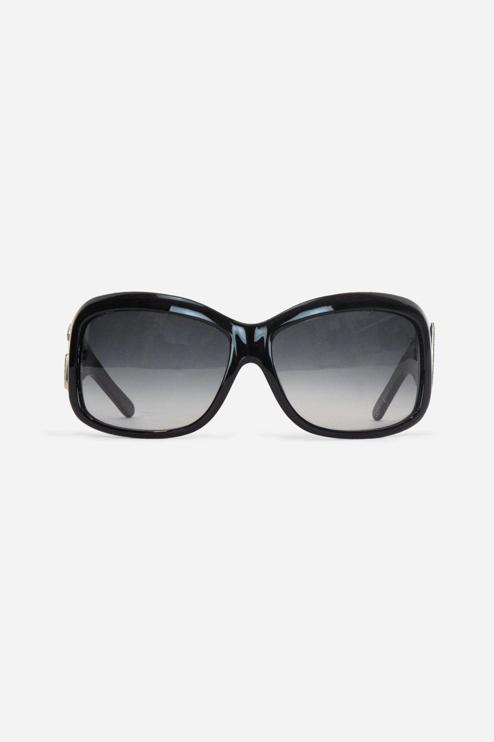 Black Round Frame Diamond Logo Sunglasses
