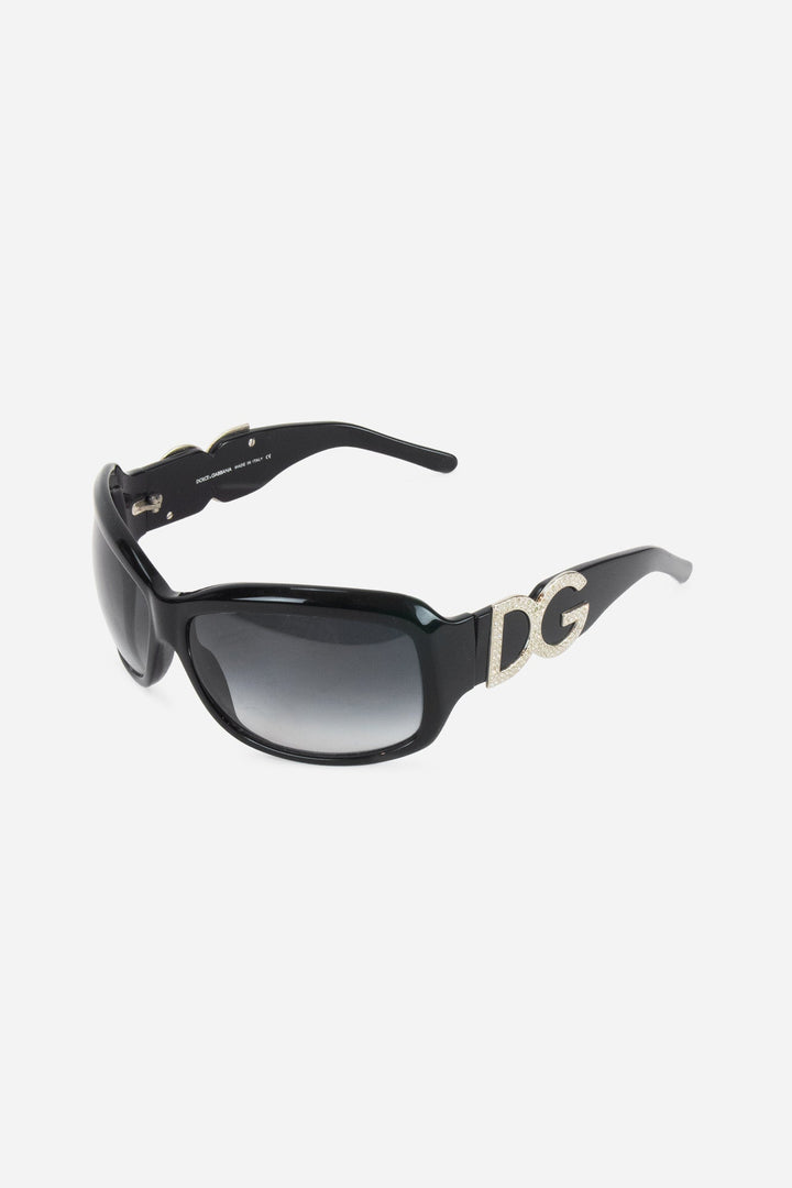 Black Round Frame Diamond Logo Sunglasses