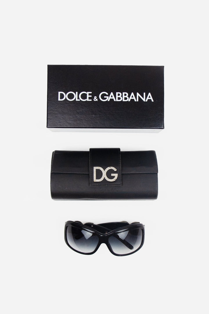 Black Round Frame Diamond Logo Sunglasses