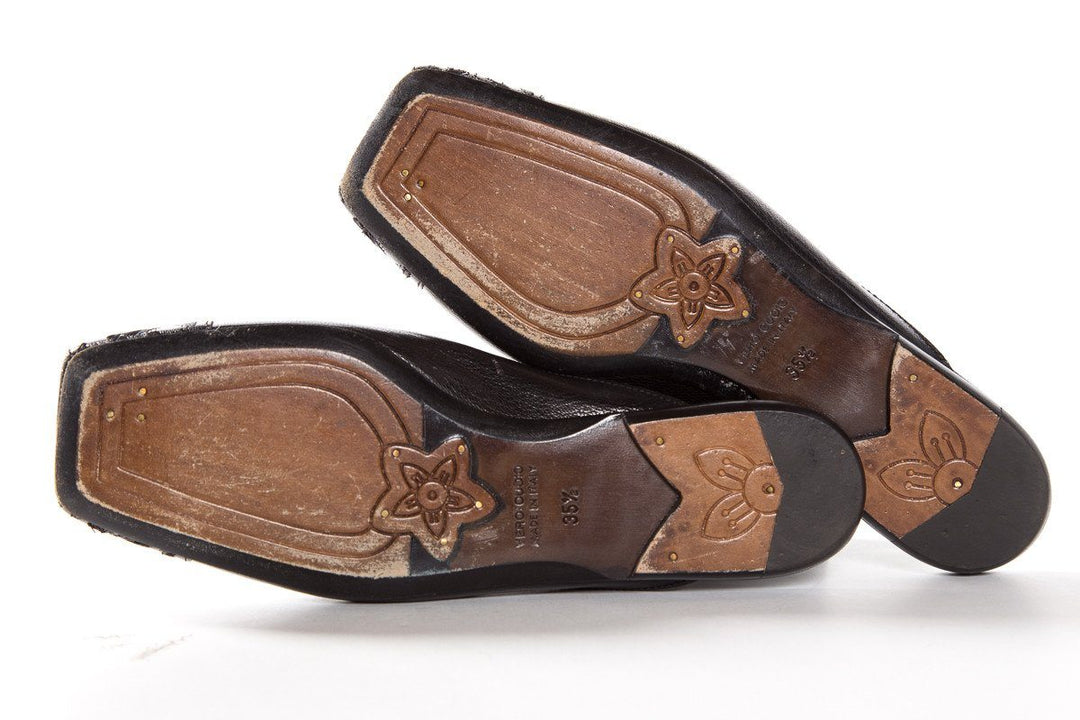 Dries Van Noten Black Leather Mule Flats SZ 35.5
