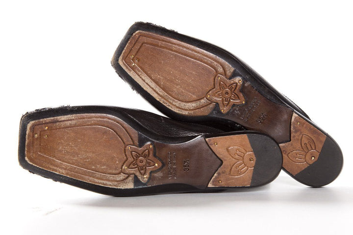 Dries Van Noten Black Leather Mule Flats SZ 35.5