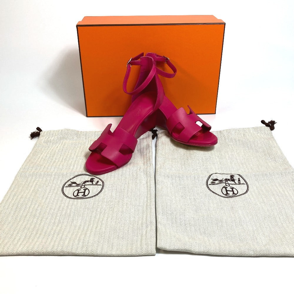 Hermes Hロゴ レジェンド ウェッジソール サンダル レザー レディース