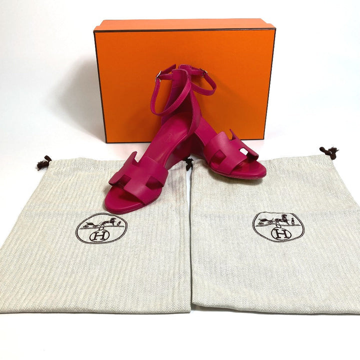 Hermes Hロゴ レジェンド ウェッジソール サンダル レザー レディース