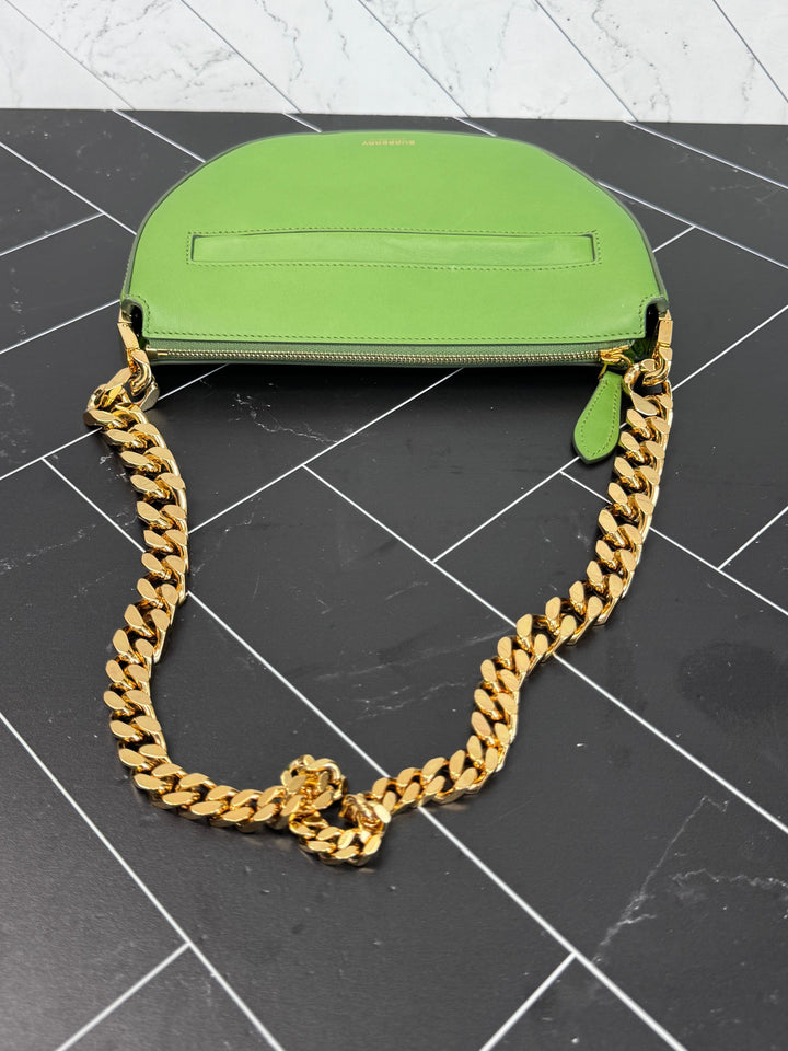 Burberry Green Olympia Zip Leather Chain Shoulder Bag