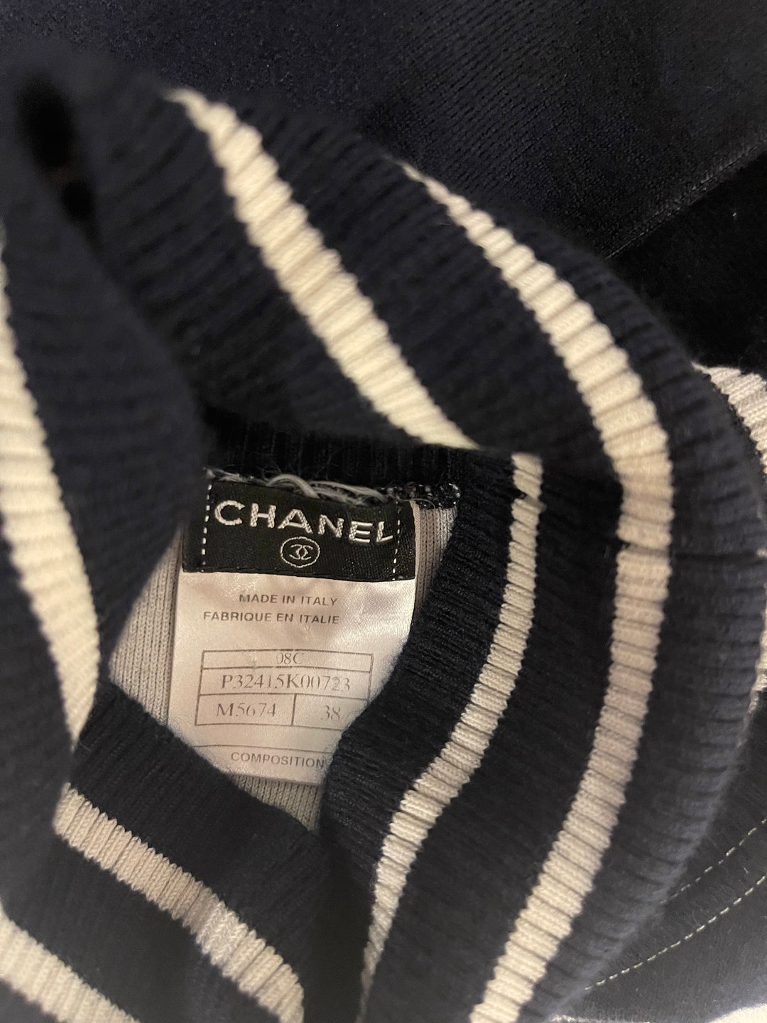 *HOT* Top Quality Chanel Airline Collection Navy Cashmere Jumper and Mini Skirt Set with Silver Logo Airplane Appliqu√©s Size FR 38 (UK 10)