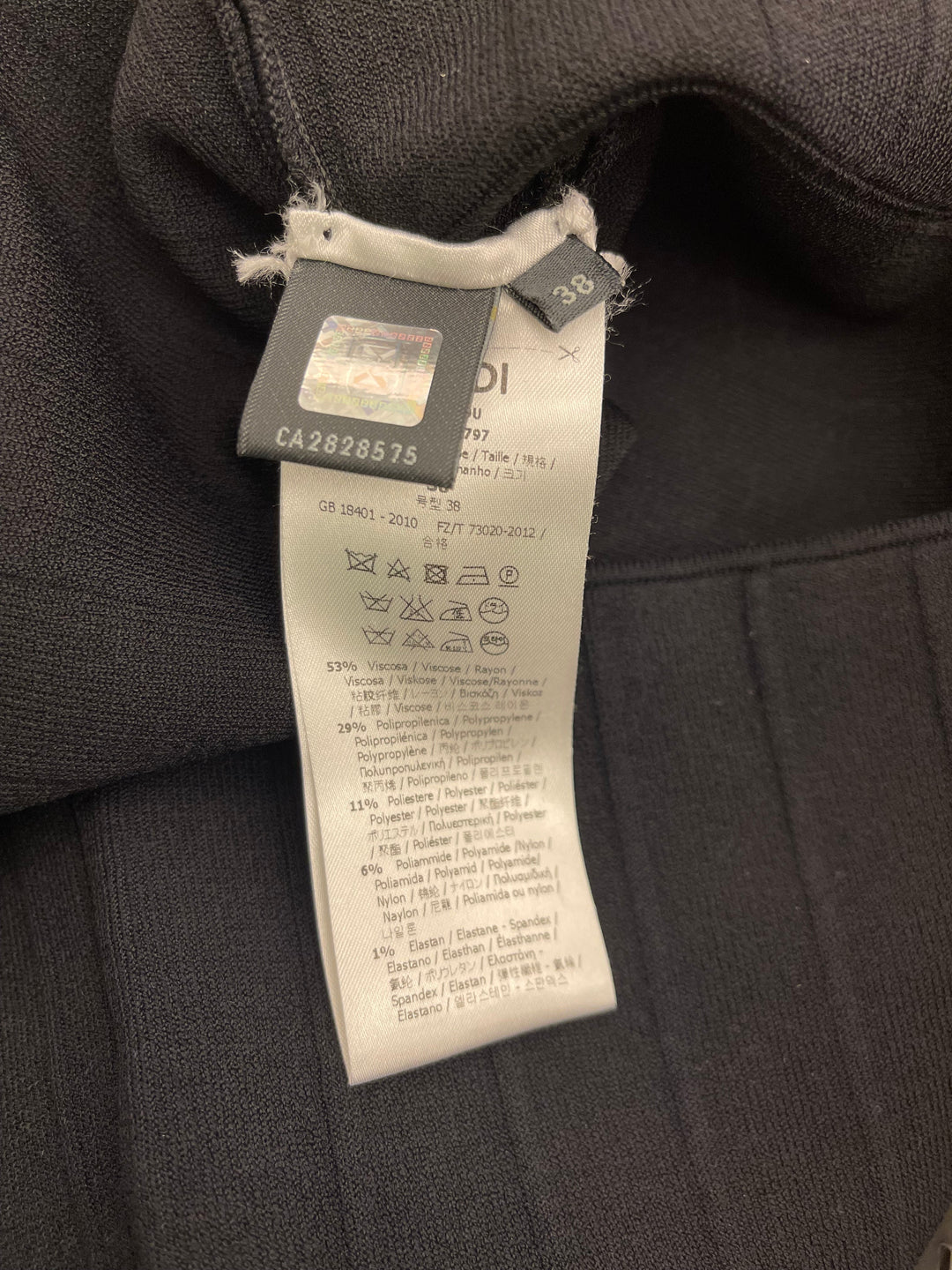 Top quality Fendi Black Short Sleeve Top with Ribbed Details Size IT 38 (UK 6)
