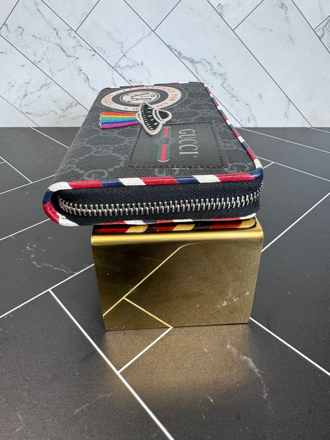 Gucci Canvas Courier Zippy Wallet