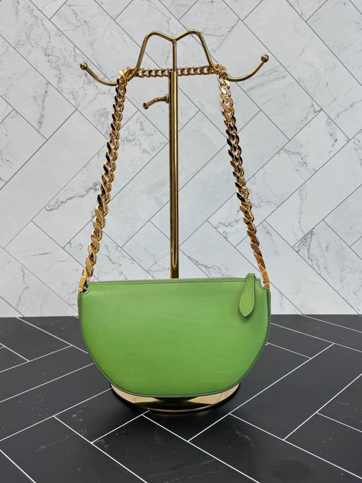 Burberry Green Olympia Zip Leather Chain Shoulder Bag