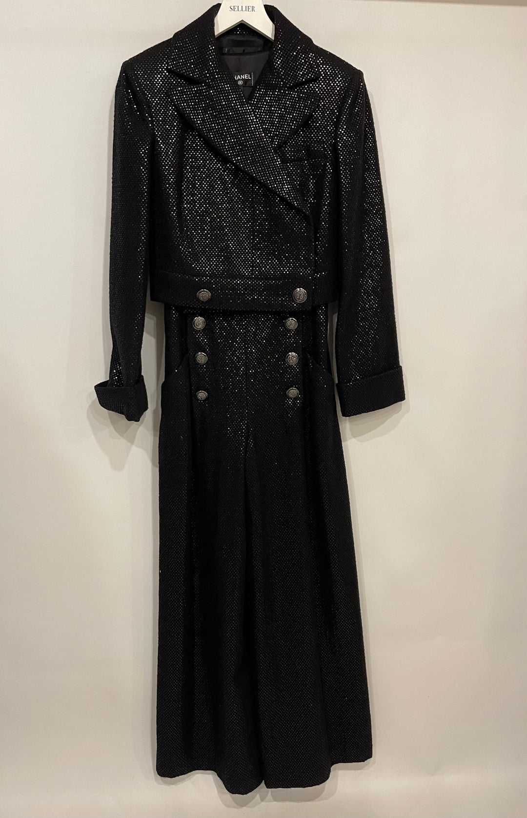 Top Quality Chanel Black Long Sleeve Embellished Jacket with Matching Jumpsuit Set Size FR 34 (UK 6)