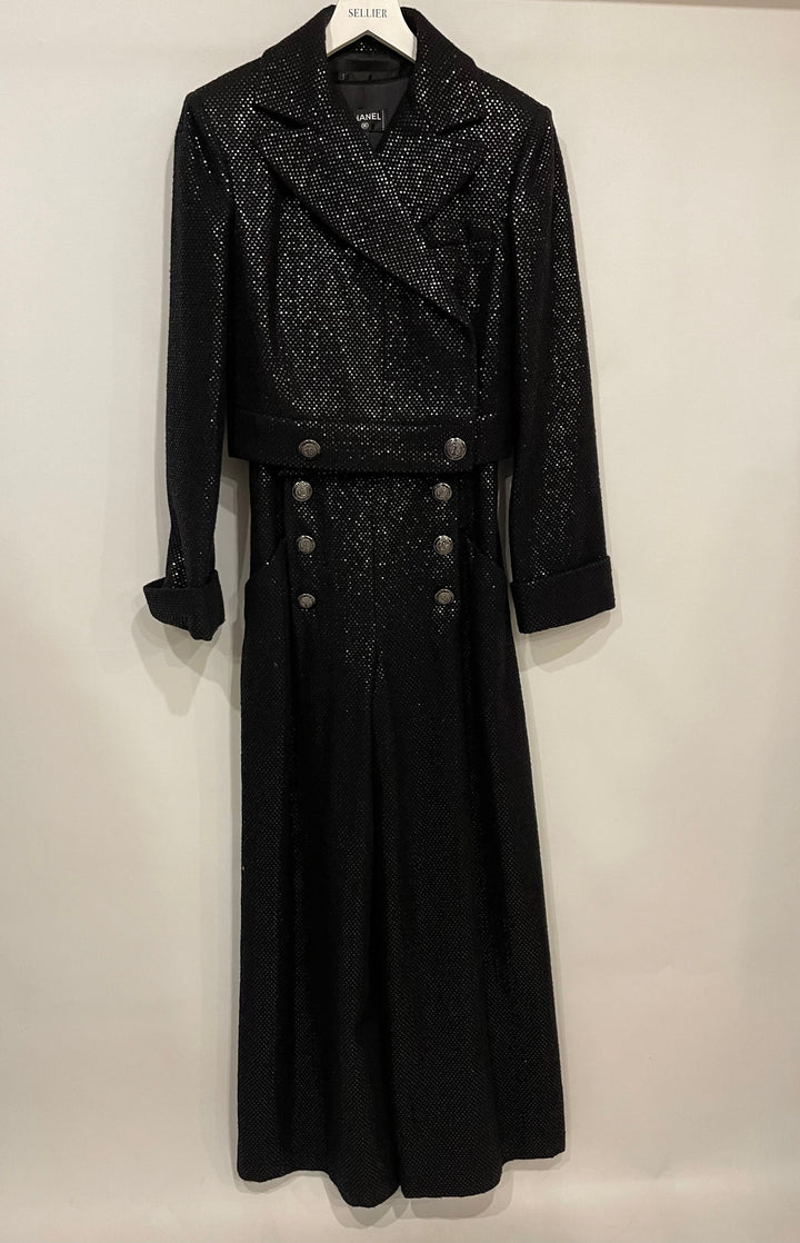 Top Quality Chanel Black Long Sleeve Embellished Jacket with Matching Jumpsuit Set Size FR 34 (UK 6)