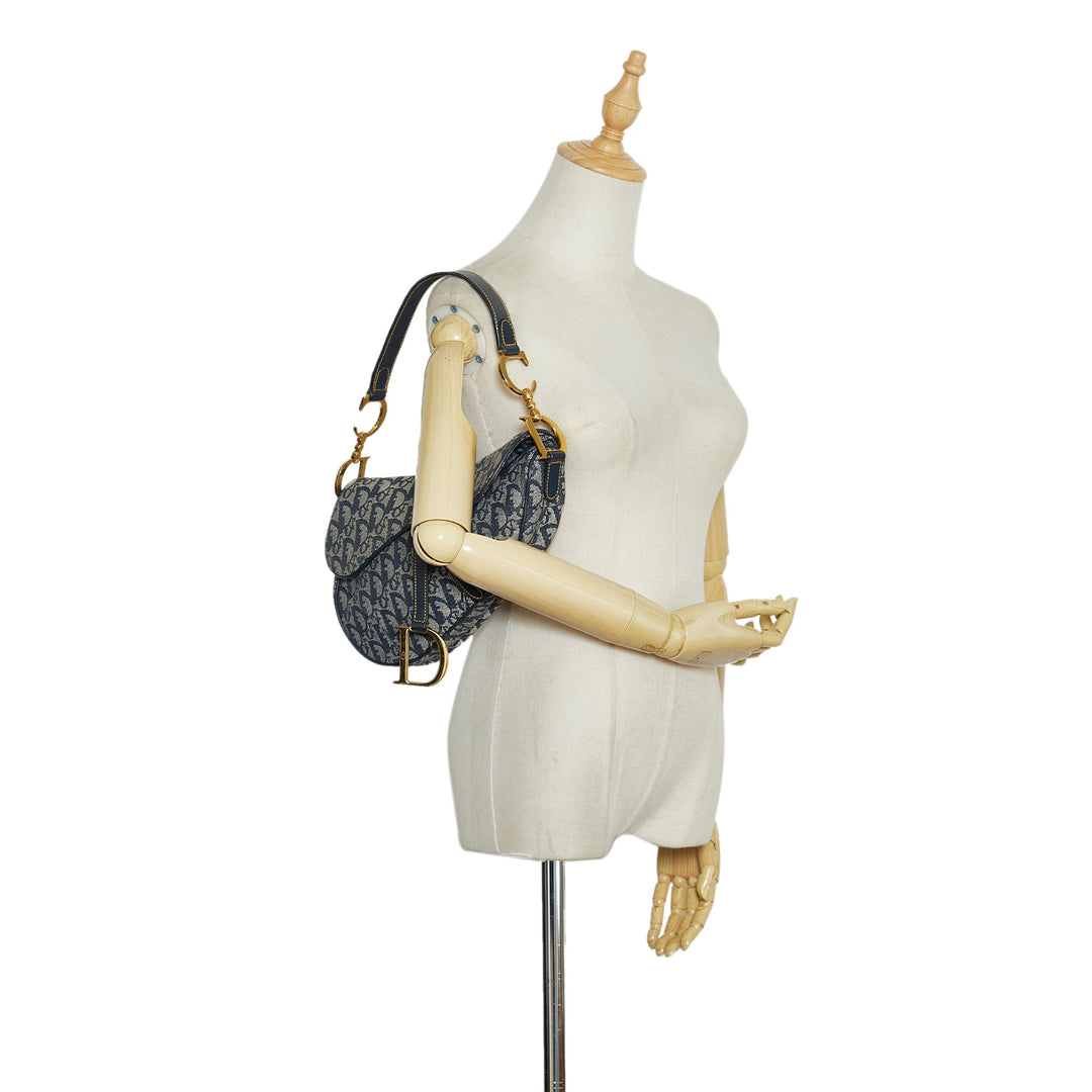 Top quality Dior Saddle Bag Blue Oblique Canvas