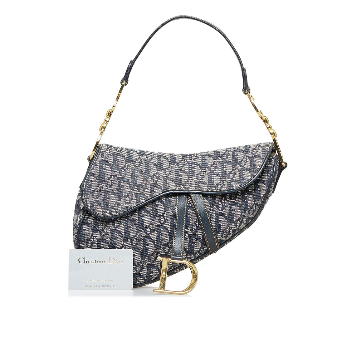 Top quality Dior Saddle Bag Blue Oblique Canvas